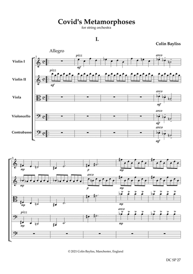 Covid’s Metamorphoses (B183) for string orchestra and optional harpsichord continuo