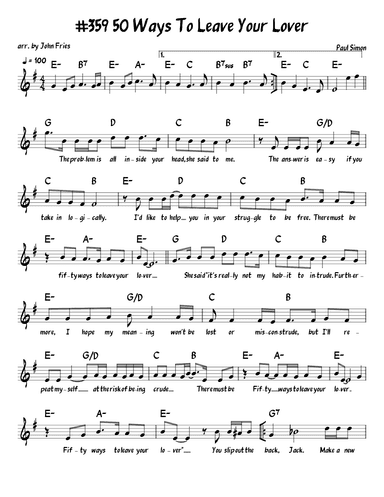 Fifty Ways To Leave Your Lover (arr. John Fries)