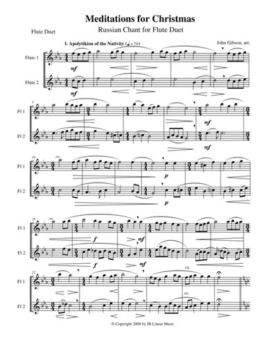 Meditations for Christmas, Russian Chant for Flute Duet (arr. John Gibson)