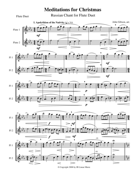 Meditations for Christmas, Russian Chant for Flute Duet (arr. John Gibson)
