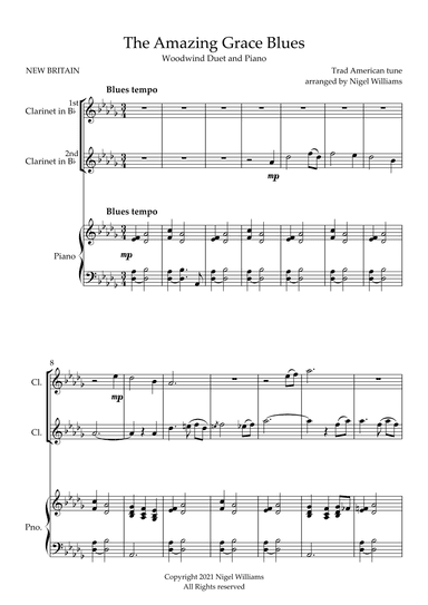 The Amazing Grace Blues, for Clarinet Duet and Piano (arr. Nigel Williams)