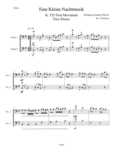 Eine Kleine Nachtmusik (A Little Night Music) for Cello Duet (arr. B. C. Dockery)