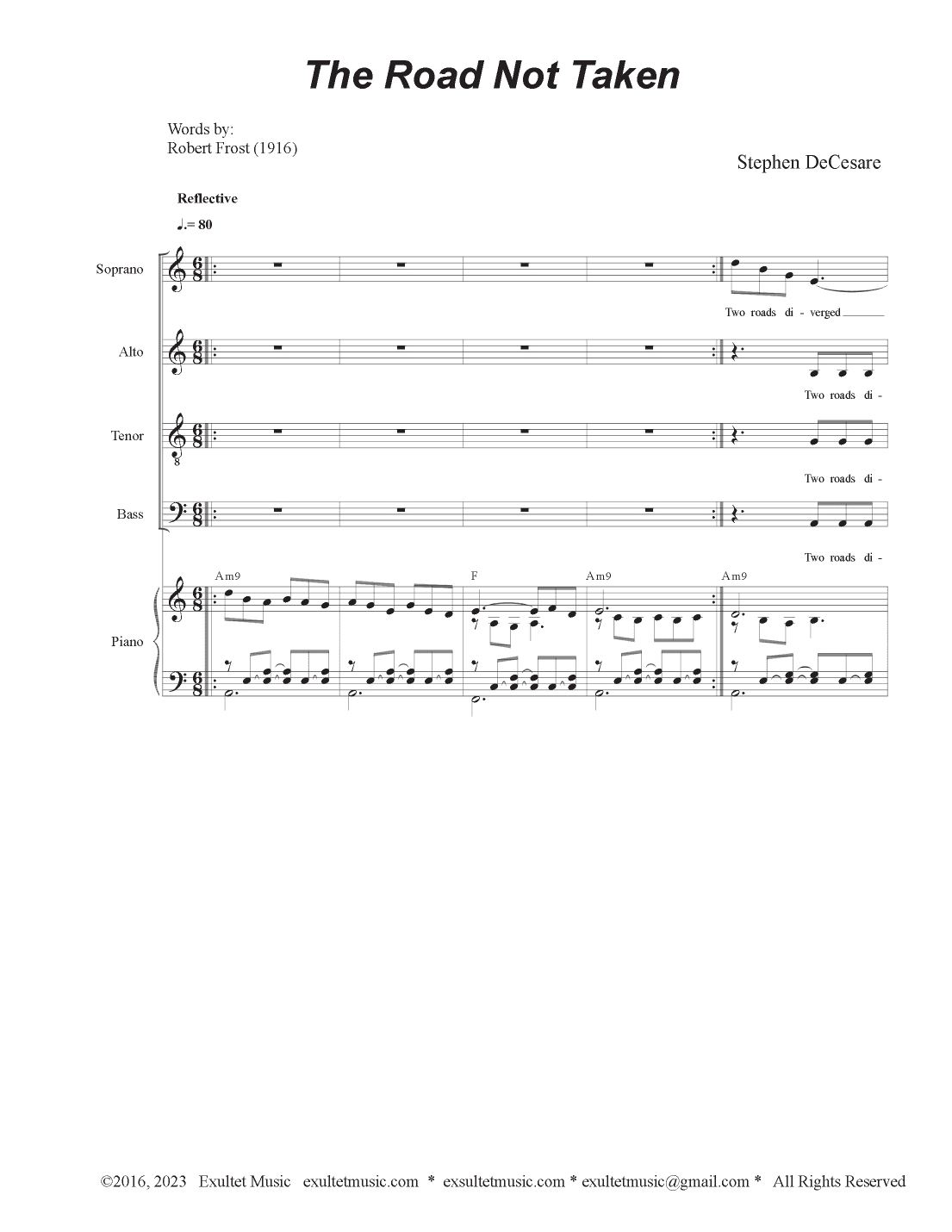 The Road Not Taken (Vocal Quartet - (SATB)