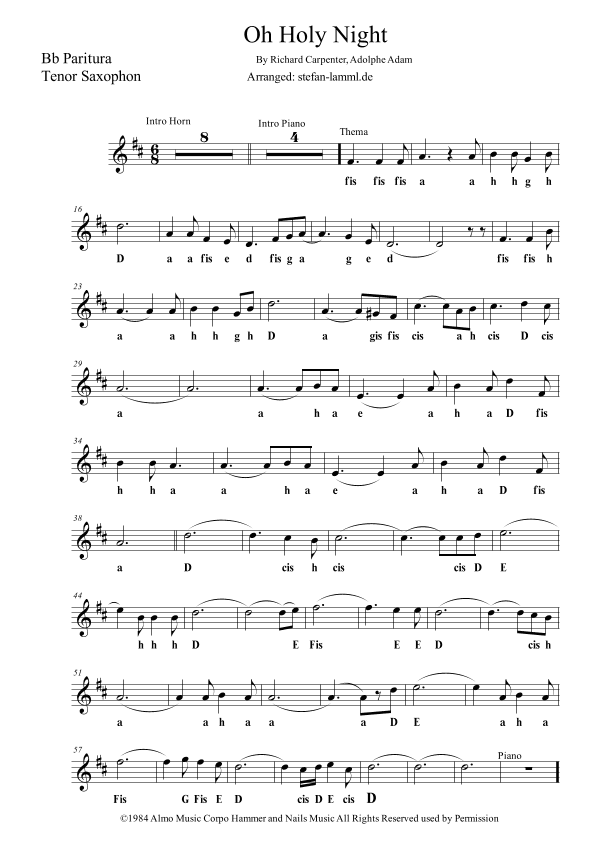 O Holy Night (arr. stefan-lamml.de)