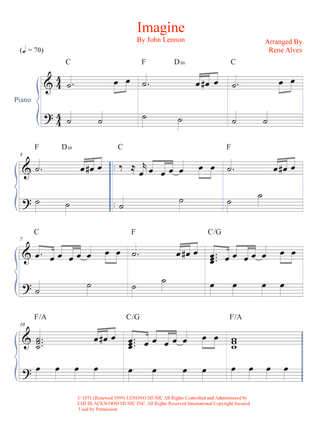 Imagine (arr. Rene Alves)