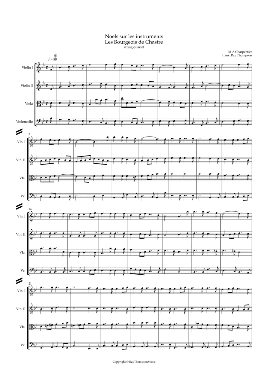 Charpentier: Noëls sur les instruments H534: Les Bourgeois de Chastre - string quartet (arr. R)