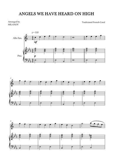 Angels We Have Heard on High | Christmas song | alto sax | easy beginner (arr. Milanov)