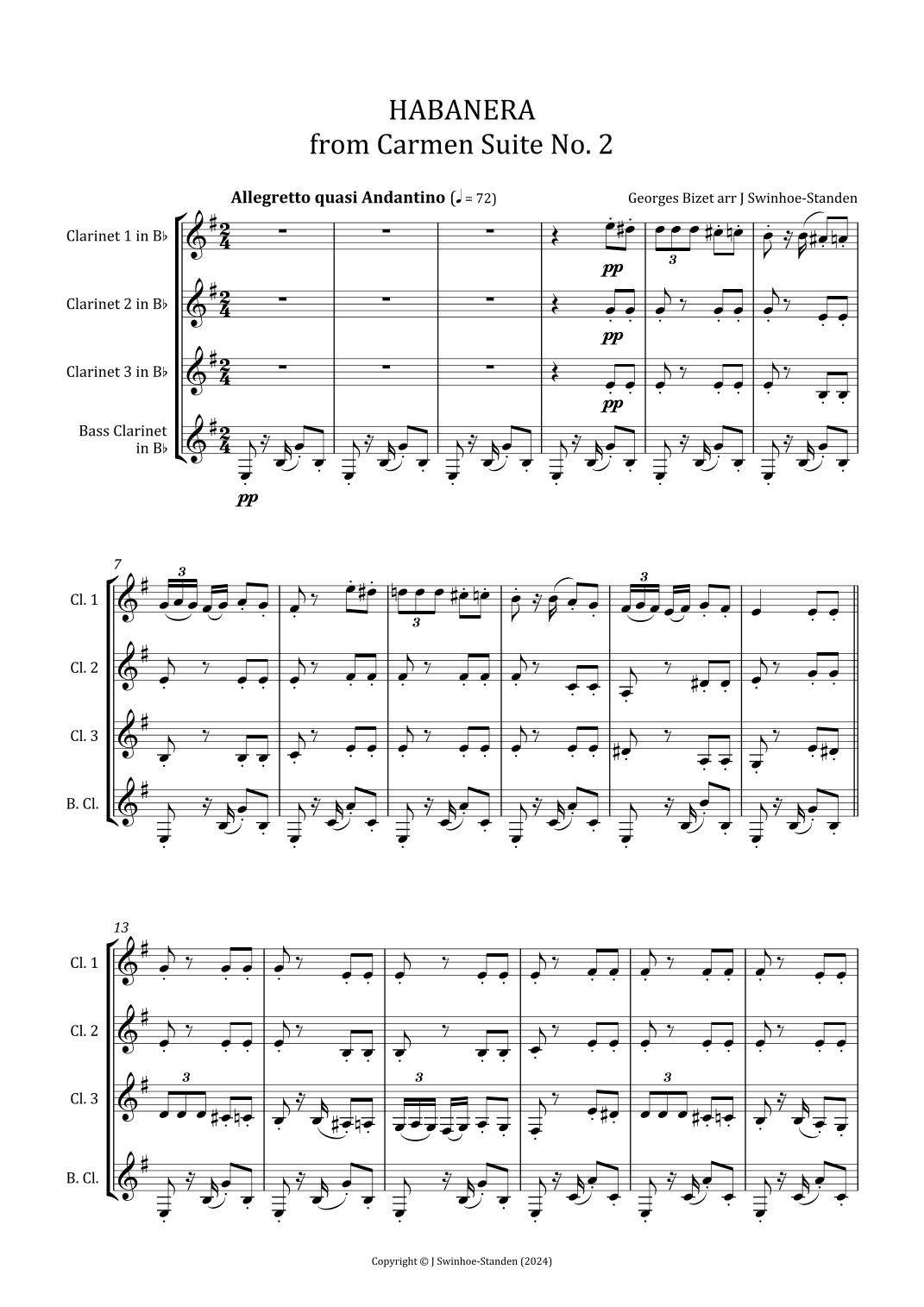 Habanera from Carmen Suite No. 2 (arr. J Swinhoe-Standen)