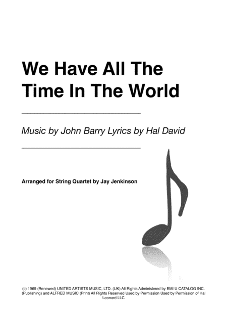 We Have All The Time In The World (arr. Jay Jenkinson)