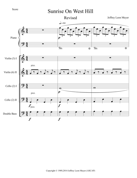 Sunrise On West Hill - For Piano & Strings