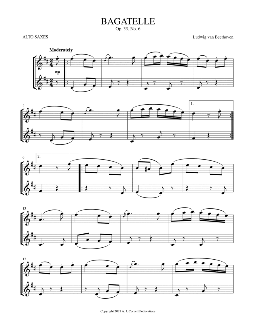 Bagatelle, Op. 33, No. 6 (arr. Mark Phillips)