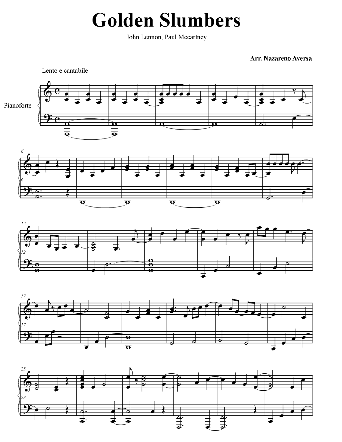 Golden Slumbers (arr. Nazareno Aversa)