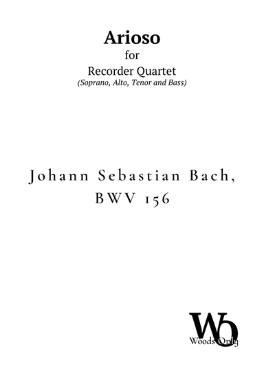 Arioso by Bach for Recorder Choir Quartet (arr. Ander)