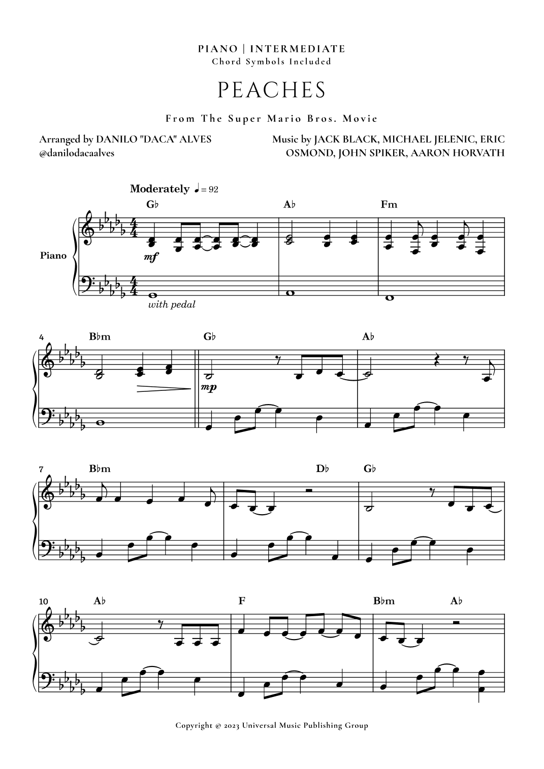 Peaches (arr. Danilo "Daca" Alves)