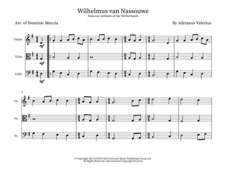 Wilhelmus (netherlands National Anthem) (arr. Dominic Meccia)