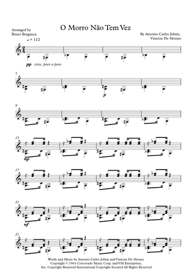 O Morro Nao Tem Vez (favela) (somewhere In The Hills) (arr. Breno Braganca)