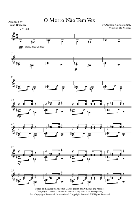 O Morro Nao Tem Vez (favela) (somewhere In The Hills) (arr. Breno Braganca)