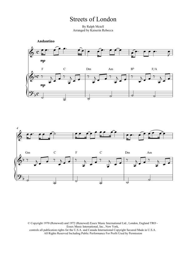 Streets Of London (arr. Kaiserin Rebecca)