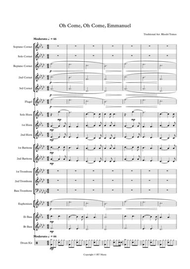 Oh Come, O Come, Emmanuel. Brass band arrangement. Rock ballad 6/8 style. (arr. Rhodri Tomos)