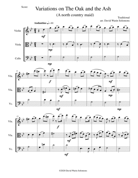 Variations on The Oak and the Ash (A north country Maid) for string trio (arr. David Warin Solomons)