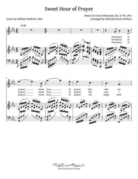 Sweet Hour of Prayer / Clara Schumann's "O Lust" (High Voice) (arr. Deborah Burris Neilson)