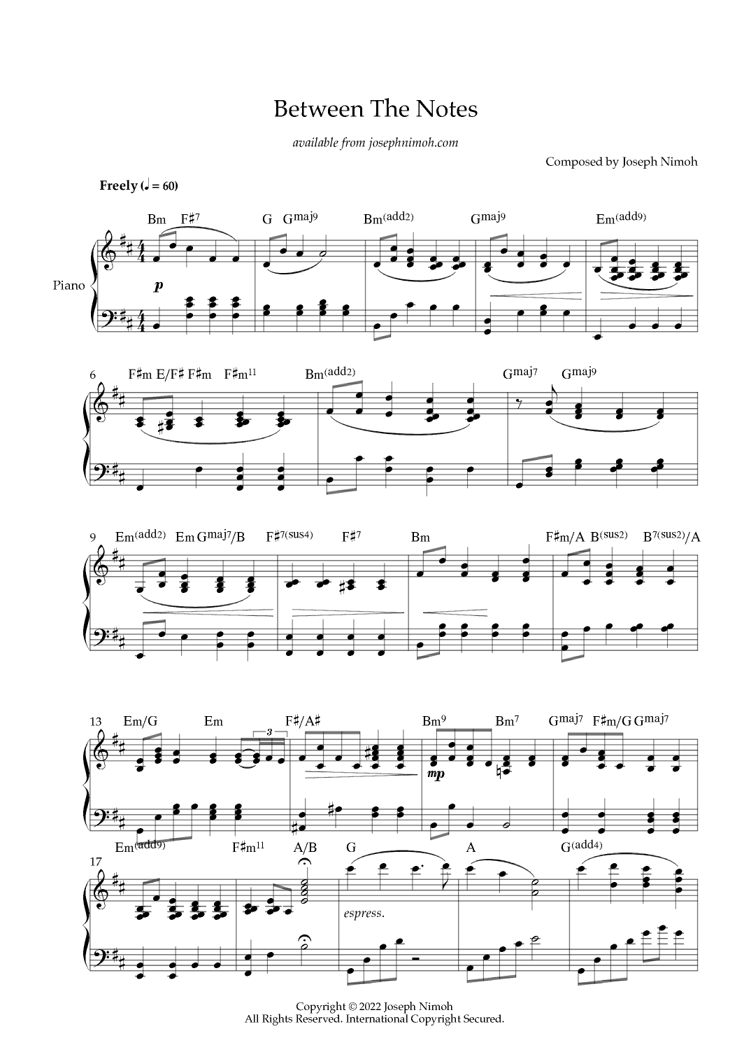 Between The Notes - Solo Piano