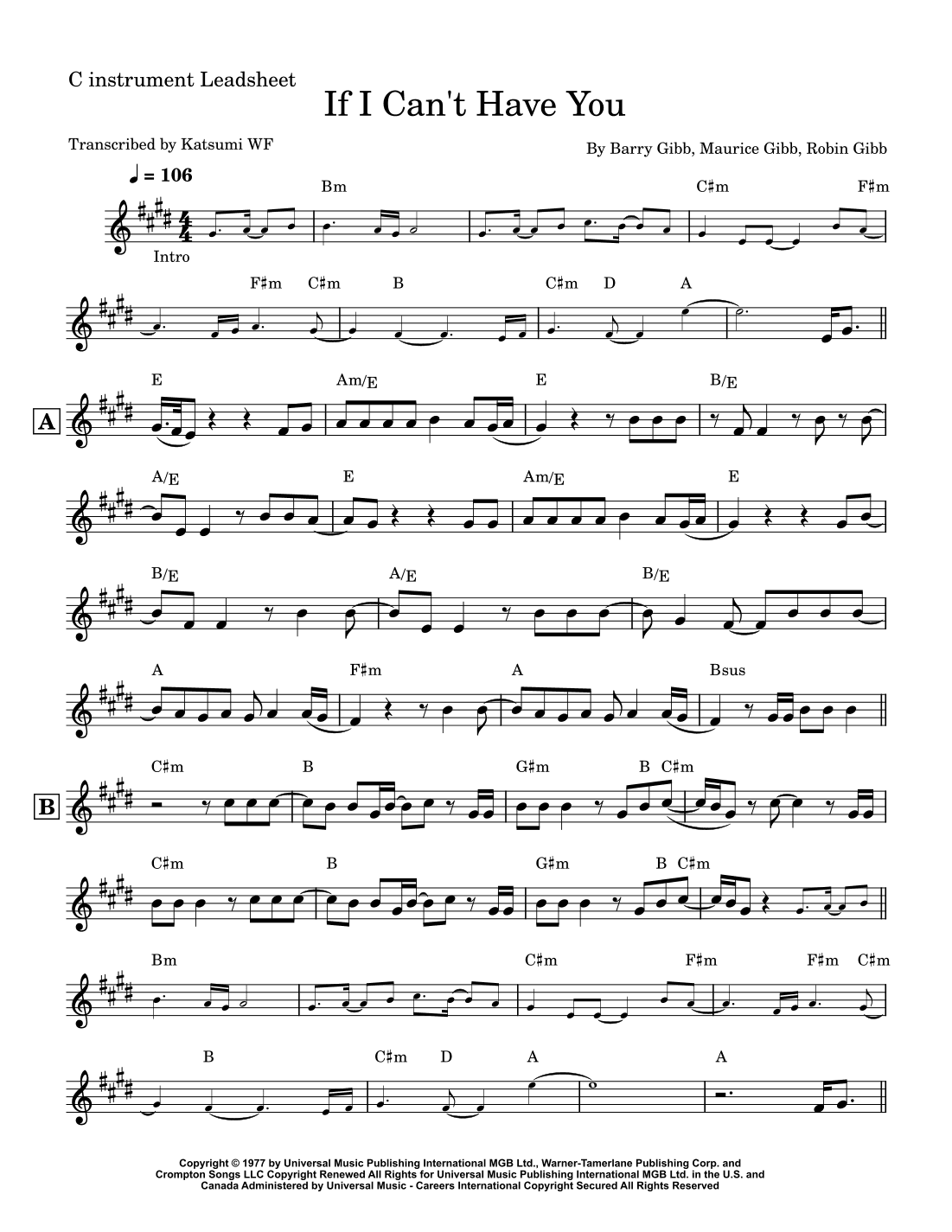 If I Can't Have You (arr. Katsumi WF)