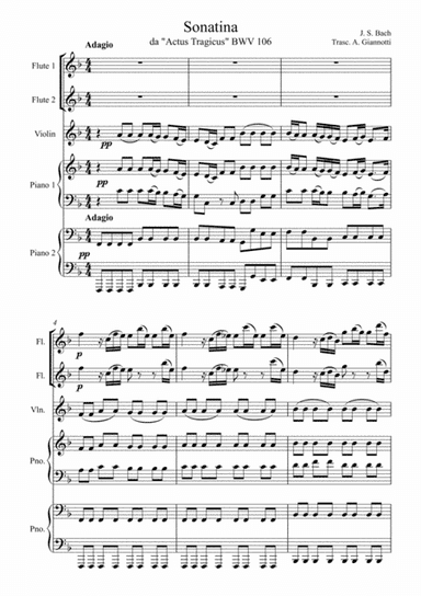 Sonatina ( from 'Actus Tragicus' BWV 106). (arr. Alessandro Giannotti)