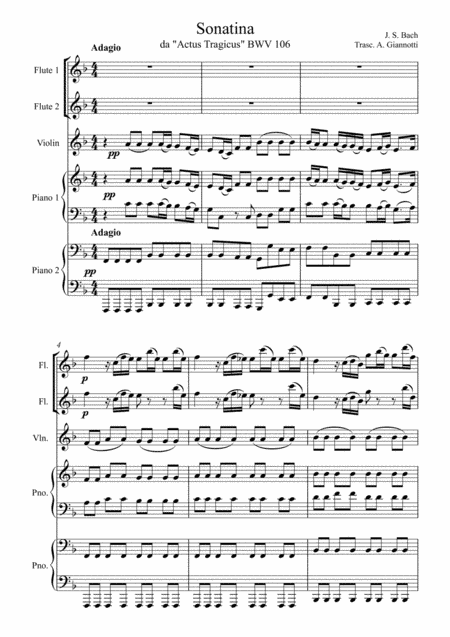 Sonatina ( from 'Actus Tragicus' BWV 106). (arr. Alessandro Giannotti)