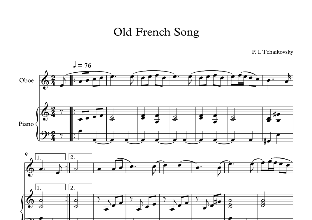 Old French Song - Peter Ilyich Tchaikovsky (Oboe + Piano) (arr. Digital Book Music)