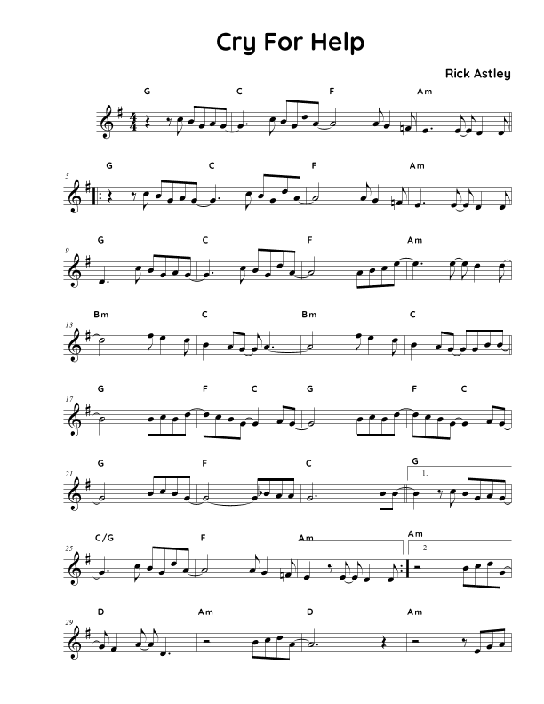 Cry For Help (arr. Fake book Guy)
