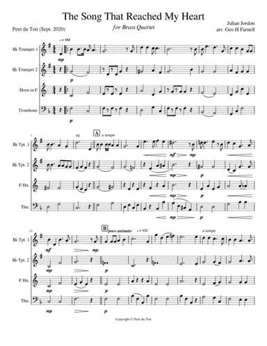 The Song That Reached My Heart - Julian Jordan arr. GH Farnell (Brass Quartet) (arr. Geo H Farnell & Peet du Toit)