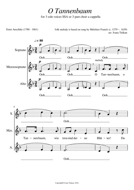 O Tannenbaum for SSA a cappella (arr. Ivana Tuskan)