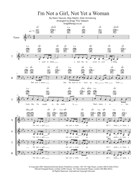 I'm Not A Girl, Not Yet A Woman (arr. Bragi Thor Valsson)