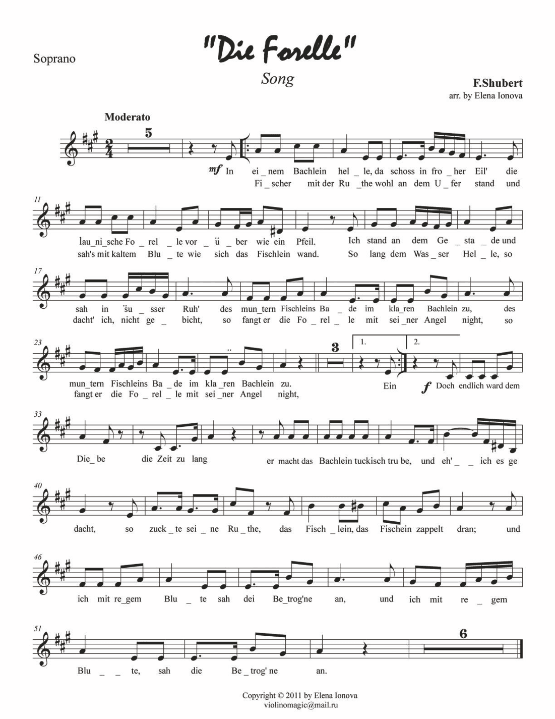 "Die Forelle" Song (arr. Elena Ionova)