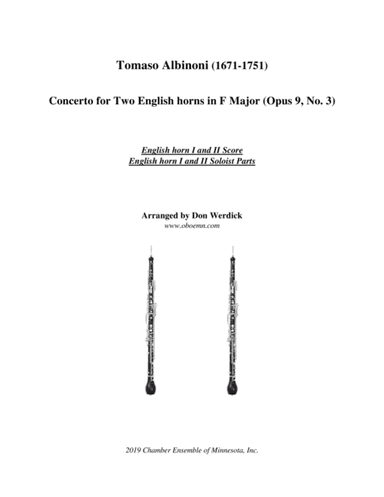 Concerto for Two English horns in F Major, Op. 9 No. 3 (arr. Don Werdick (1946 - ))