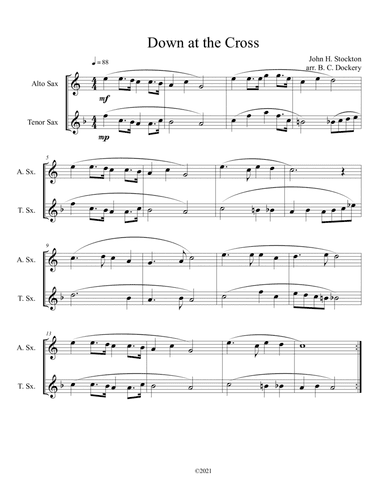 Down at the Cross (alto and tenor sax duet) (arr. B. C. Dockery)