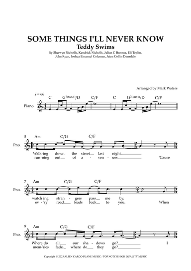 Some Things I'll Never Know (arr. Mark Waters)