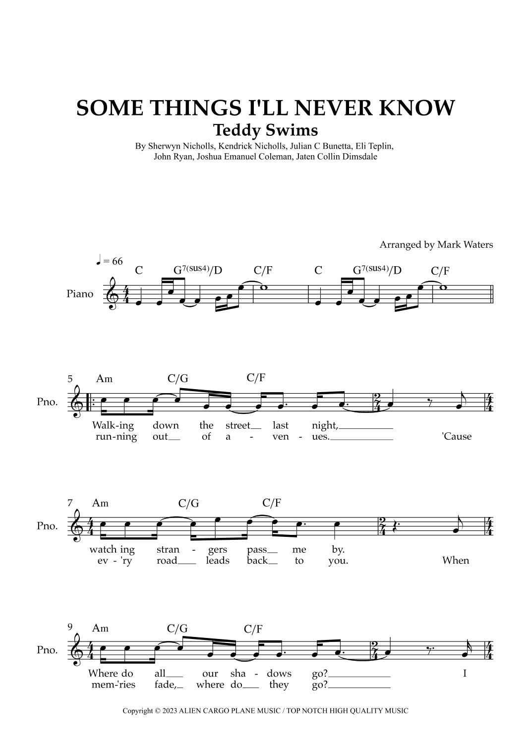 Some Things I'll Never Know (arr. Mark Waters)