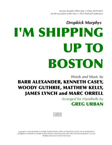 I'm Shipping Up To Boston (arr. Greg Urban)