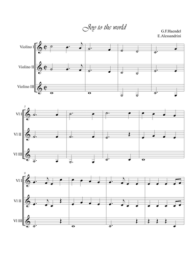 Joy to the world. Violins trio (arr. Ester Alessandrini)