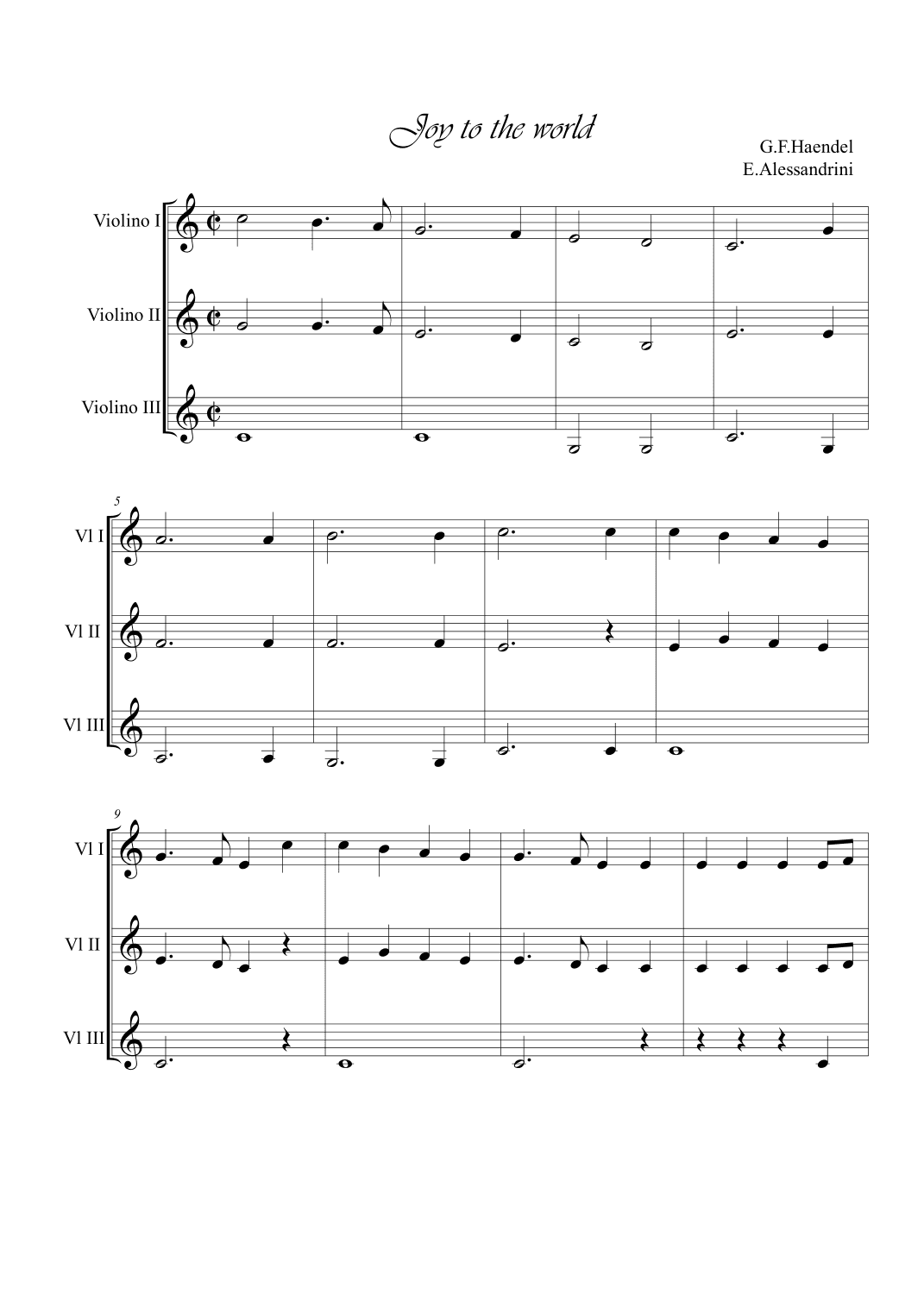 Joy to the world. Violins trio (arr. Ester Alessandrini)