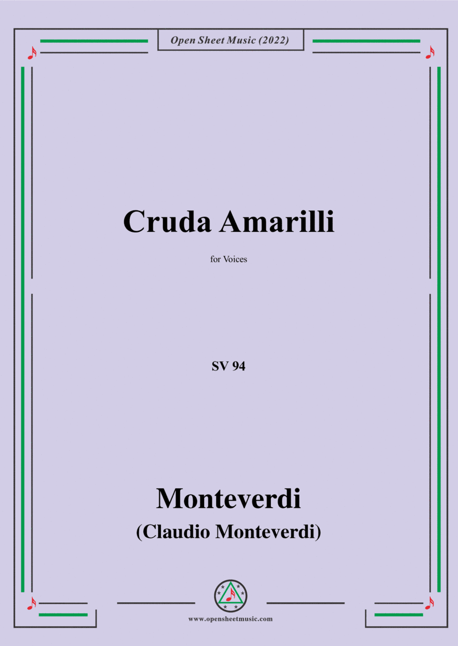 Monteverdi-Cruda Amarilli,SV 94,Voices (arr. Open Cloud)