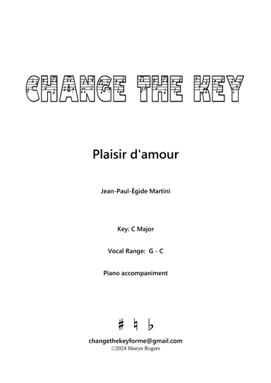 Plaisir d'amour - C Major (arr. Sharyn Rogers)