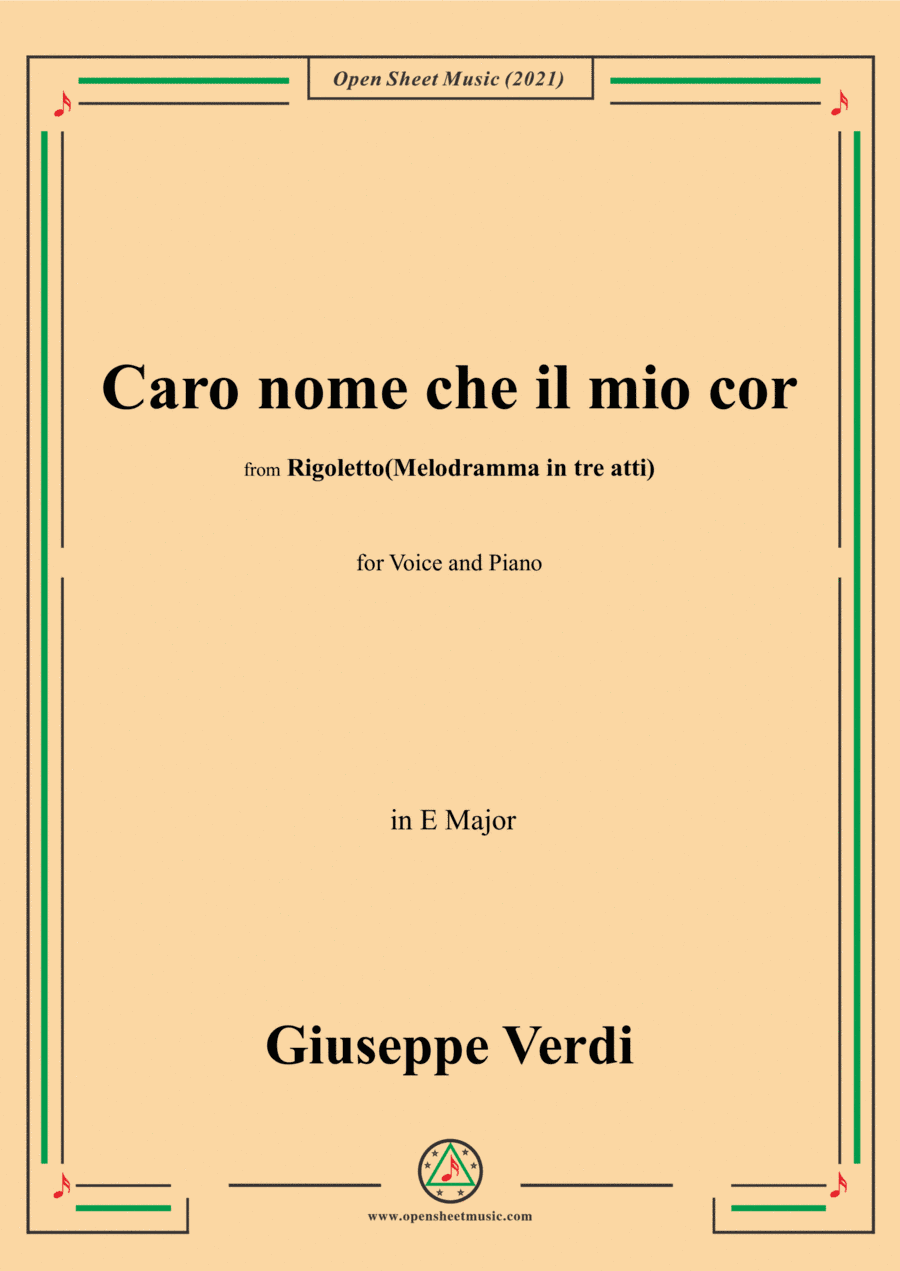 Verdi-Caro nome che il mio cor,in E Major (arr. Open Cloud)