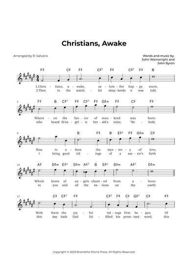 Christians, Awake (Key of F-Sharp Major) (arr. R. Salvario)