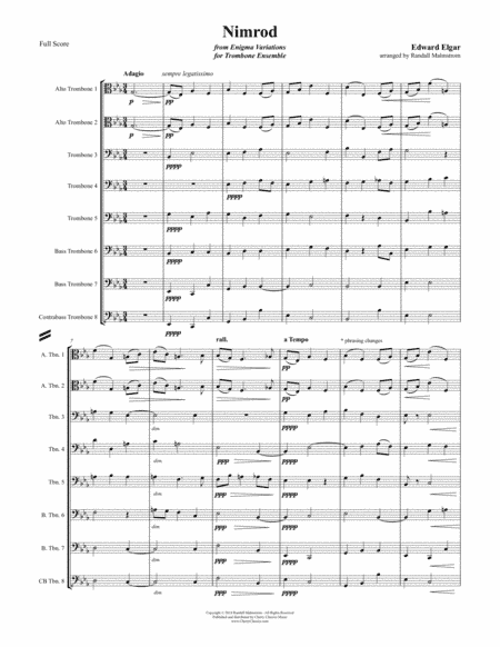 Nimrod from Enigma Variations for 8-part Trombone Ensemble (arr. Malmstrom, Randall)