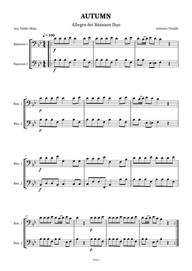 Autumn - The Four Seasons for Bassoon Duo (arr. Valdir Maia)