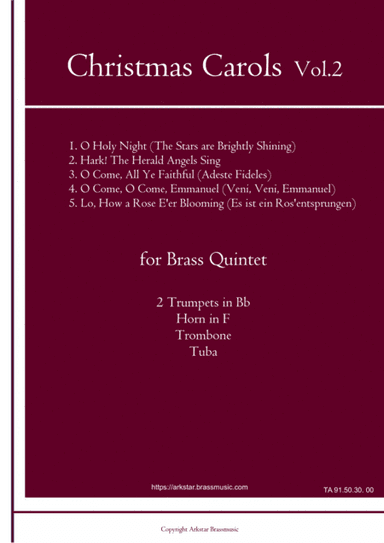 Christmas Carols for Brass Quintet Vol.2 (5 Christmas Carols) (arr. Arkstar Brassmusic)