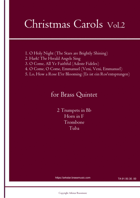 Christmas Carols for Brass Quintet Vol.2 (5 Christmas Carols) (arr. Arkstar Brassmusic)
